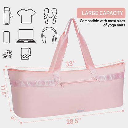 Large Yoga Mat Tote Bag for Women with Holder Strap,Pilates Gym Tote Bag with Shoes Bag & Wet Pocket