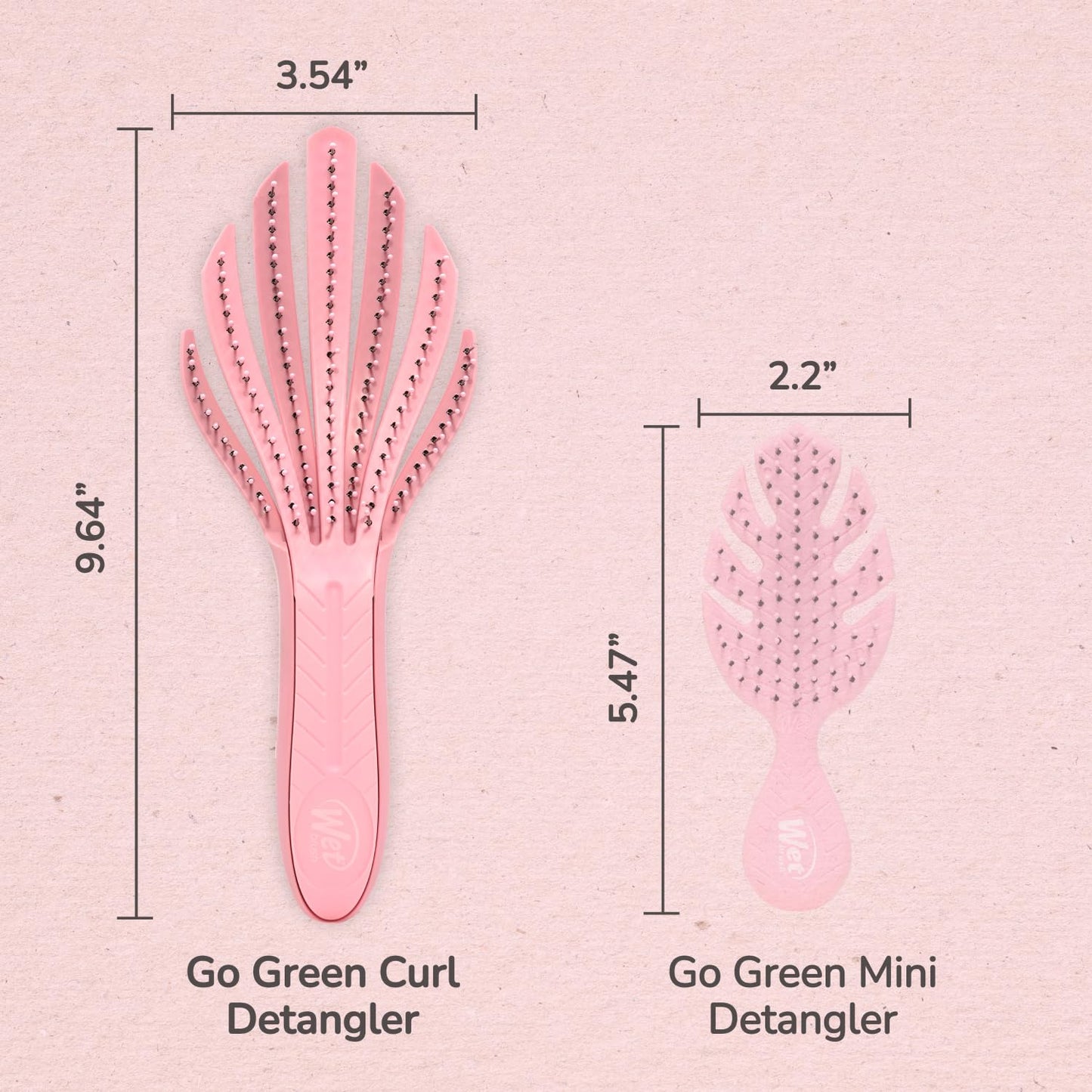 Wet Brush Go Green Curl Detangler Hair Brush - Pale Pink Ultra-Soft IntelliFlex Detangling Bristles Glide Through Tangles with Ease - Great For Curly Hair-No Split Ends & Pain-Free for Wet or Dry Hair