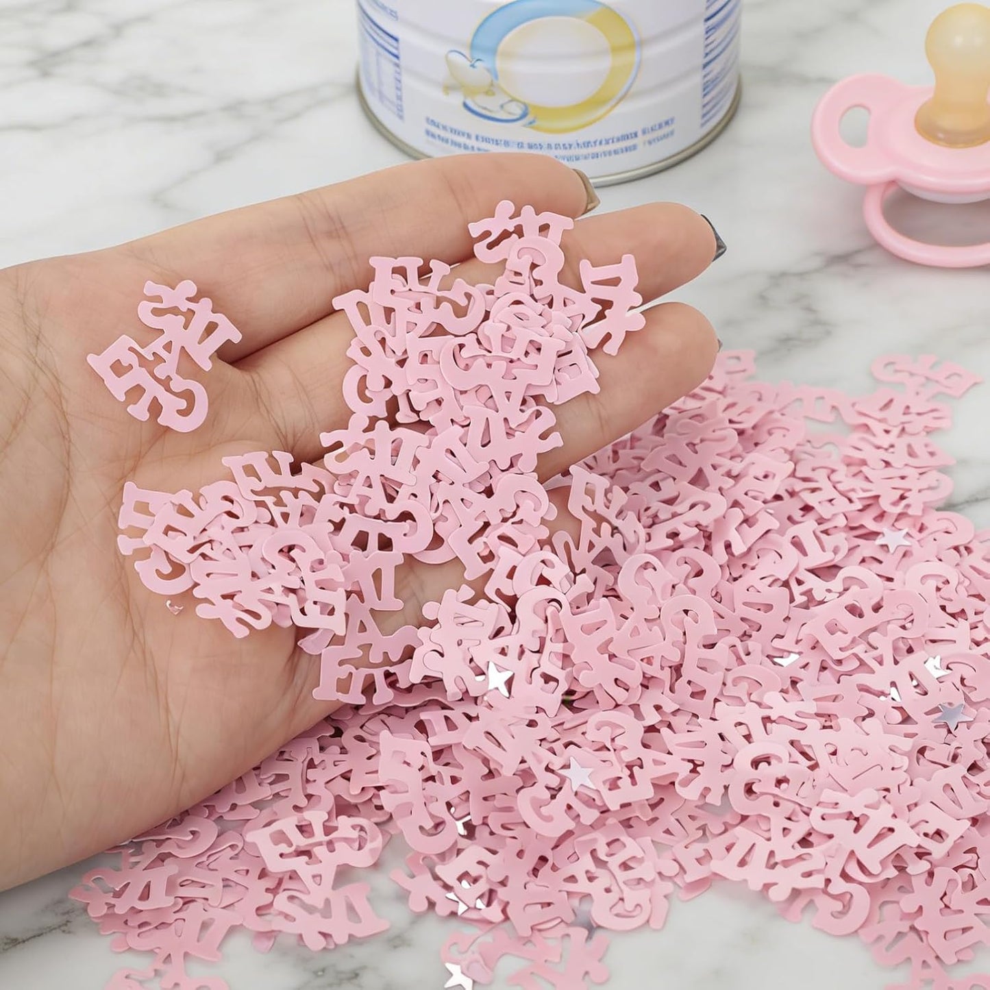 Pink Baby Shower Confetti - 1000PCS Glitter Table Decor for Girl Birthday, Gender Reveal, Baby Sprinkle & Party Decorations