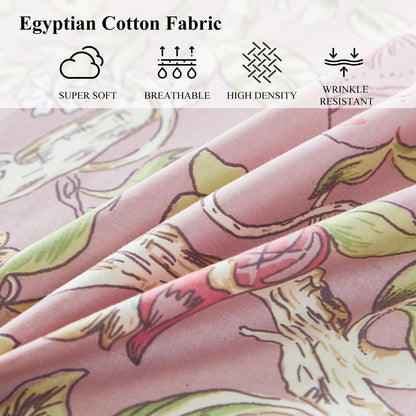 WINLIFE 100% Cotton Pillow Cases Set of 2 Blush Pink Floral Printed Pillowcase Envelope Closure Pillow Cover, Soft & Breathable (Standard, 20'' x 26'')
