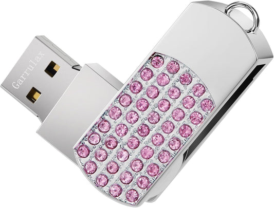 USB Flash Drive, 16GB/32GB/64GB/128GB USB2.0 Rotatable Memory Stick Date Storage Pendrive Thumb Drives U Disk(64GB,Pink)