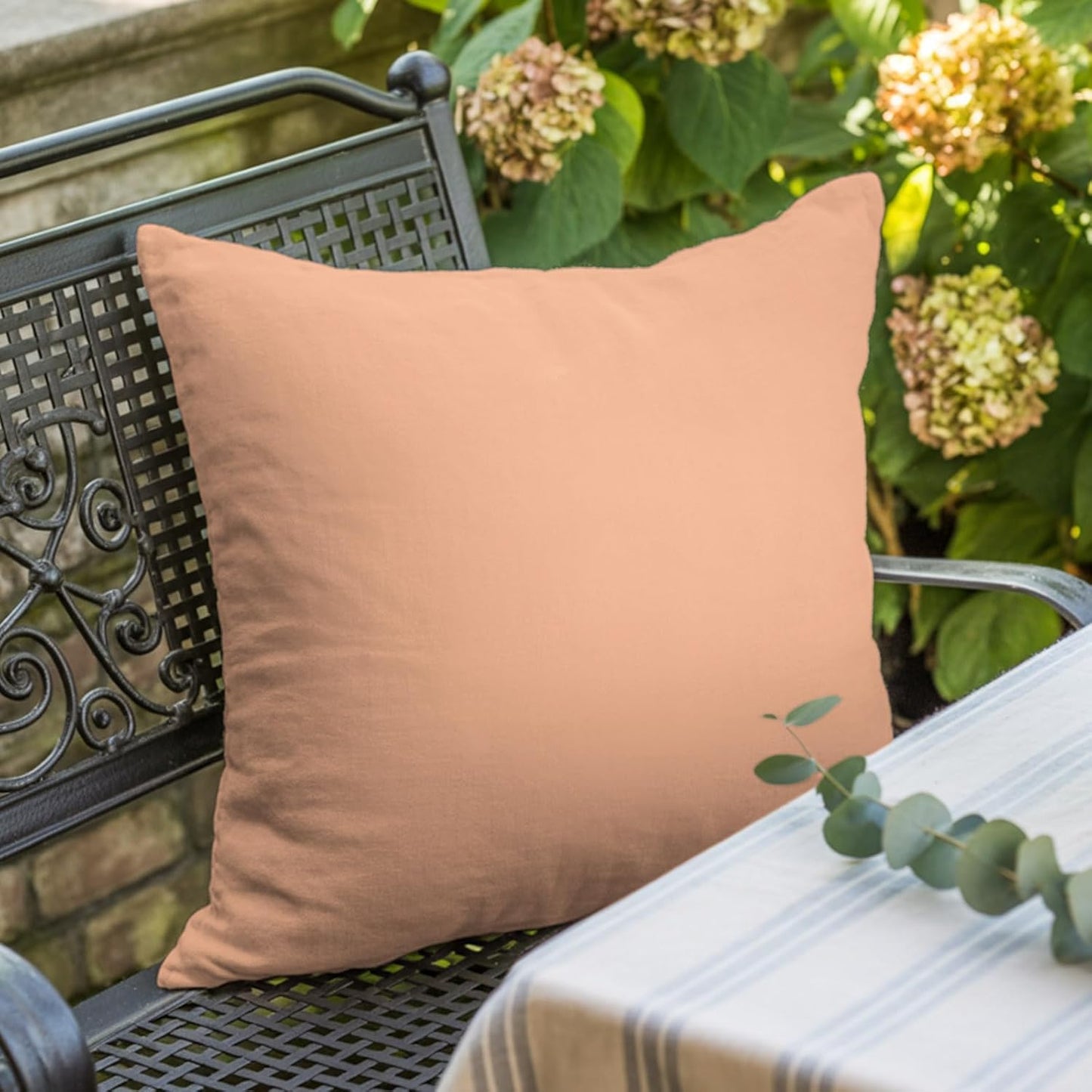 Peach Pink Watercolor Outdoor Pillowcase,Solid Color Throw Pillow Covers for Bedroom Sofa Living Room Camping 26 x 26 Inch