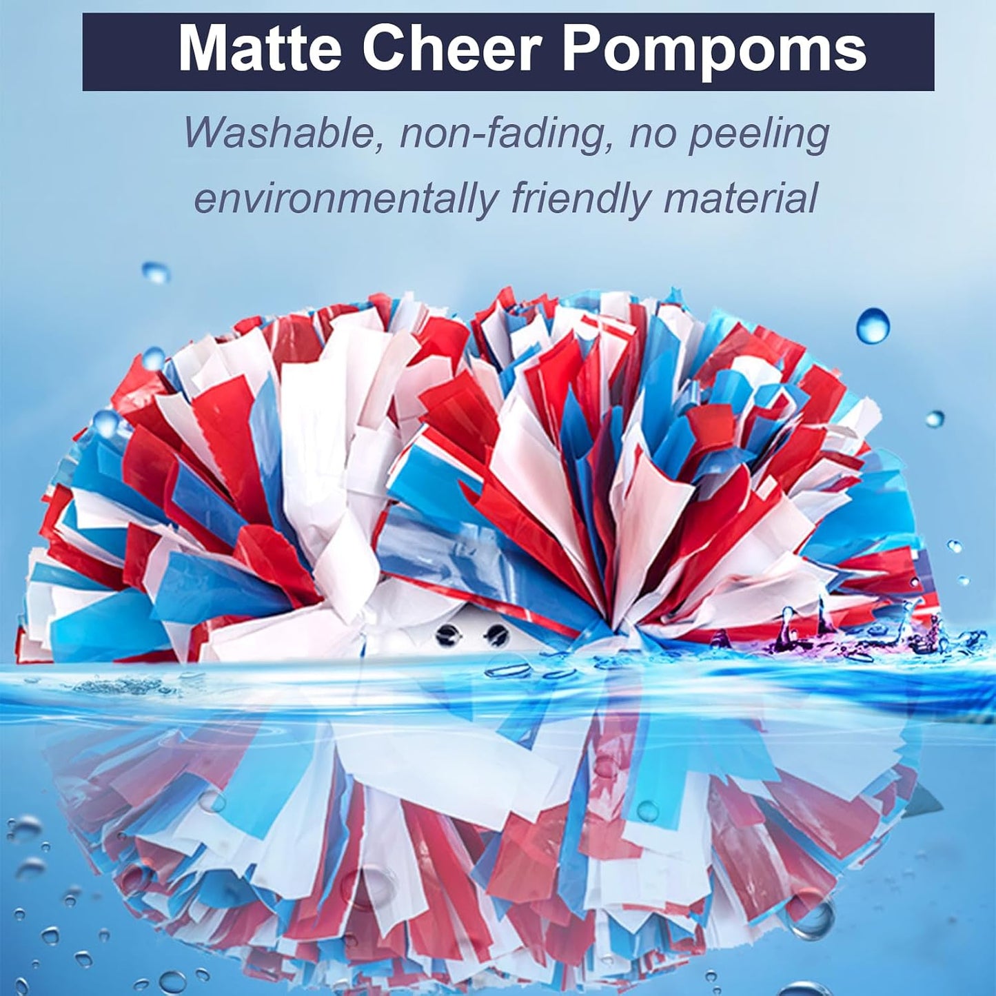 6Pcs Cheerleading Pom Poms Matte Metallic Foil Cheer Pompoms with Baton Handle, Kids Adults Team Spirit Cheering Stuff for Sports Games Carnival
