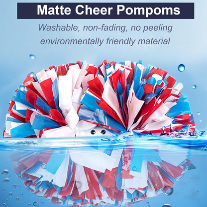 6Pcs Cheerleading Pom Poms Matte Metallic Foil Cheer Pompoms with Baton Handle, Kids Adults Team Spirit Cheering Stuff for Sports Games Carnival