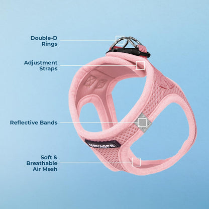 Best Pet Supplies Voyager Step-in Air Harness - All Weather Mesh, Reflective, No Pull Harness for Dogs, Cats - Secure with Hook & Loop Fastener, Buckle, Double D-Rings - Pink, M