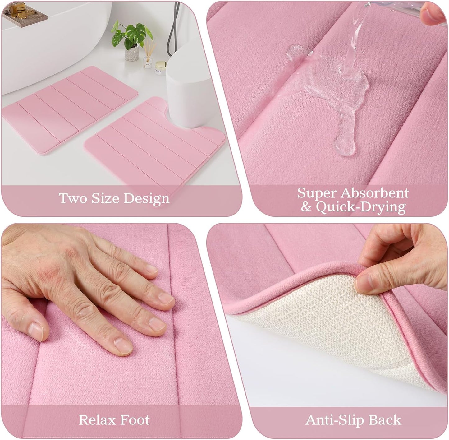 Light Pink Bathroom Accessories Set - Bathroom Sets, 25PC Bath Accessory Set, Bathroom Sets with Push Top Trash Can, Shower Curtain and Rugs, Toilet Brush, Trash Can & Soap Dispenser