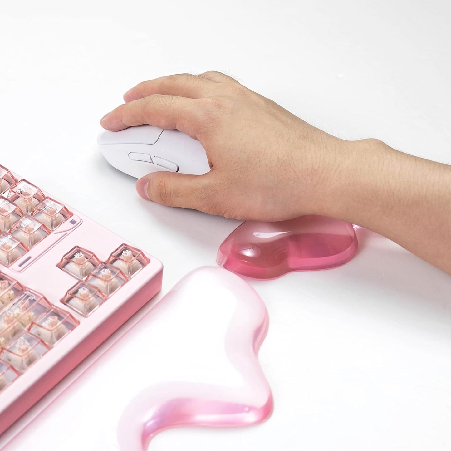 Ergonomic Gel Wrist Rest for Keyboard and Mouse, Pink Wrist Rest Set, Cute Wrist Rest for Computer Keyboard 60%/68%/75%,Comfort & Support for Typing and Gaming