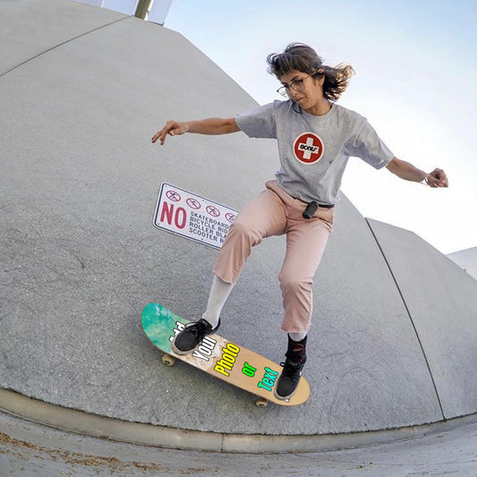 Personalized Skateboard Grip Tape with Photo, Custom Name Image Logo Waterproof Skateboard Stickers Non-Slip 9x33 Inch Customized Gifts for Men Women, HotPink