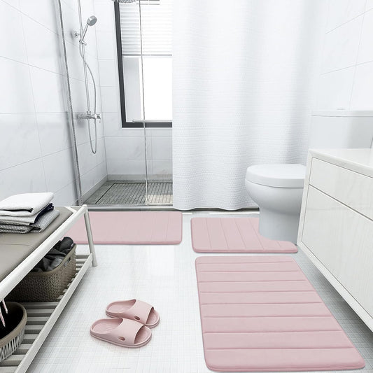 Buganda Memory Foam Bath Mat, 24" x 16", Ultra Soft and Non-Slip Bathroom Rugs, Water Absorbent and Machine Washable Bath Rug for Bathroom, Shower, and Tub, Peach
