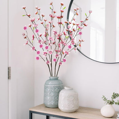 4pcs Artificial Cherry Blossom Flowers 28‘’ Tall Silk Cherry Blossom Branches Faux Pink Peach Stems for Wedding Home Garden Vase Decor