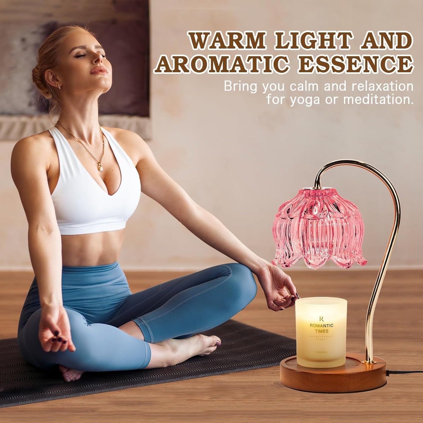 Funistree Flower Candle Warmer Lamp with Timer, Dimmable Candle Lamp Warmer, Christmas Birthday Gifts for Women Mom Her, House Warming for Home Decor, Lotus Wax Warmer for Yankee Candles-Pink Lily