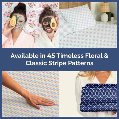 CGK Unlimited Floral Sheets - Pink Floral Rose Bed Sheet Set - 1 Flat, 1 Fitted & 2 Pillowcases w/Deep Pockets - Wrinkle & Fade Free - Boho Botanical Bedding - Ultra-Soft, Breathable and Cooling