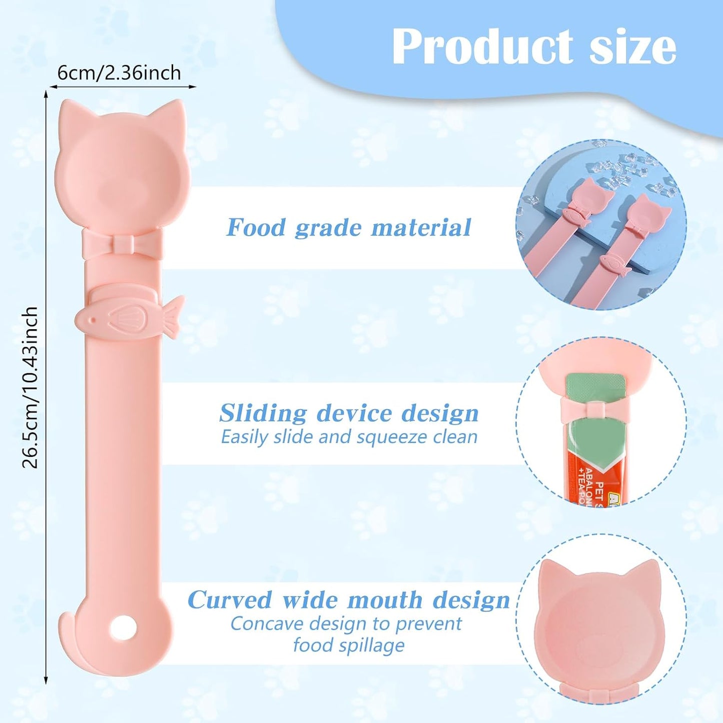2 Pack Cat Churu Spoon, Cat Treat Squeeze Spoon, Multifunctional Cats Treat Feeder Squeeze,Durable Cute & Comfortable Grip for Cats Wet Food, Pink