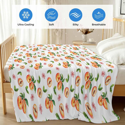 Summer Cozy Cooling Blanket, Fruit Peaches Soft All Season Lightweight Summer Home Decor Blanket for Bed Couch Sofa Chair Travel, 40 x 60 Inch