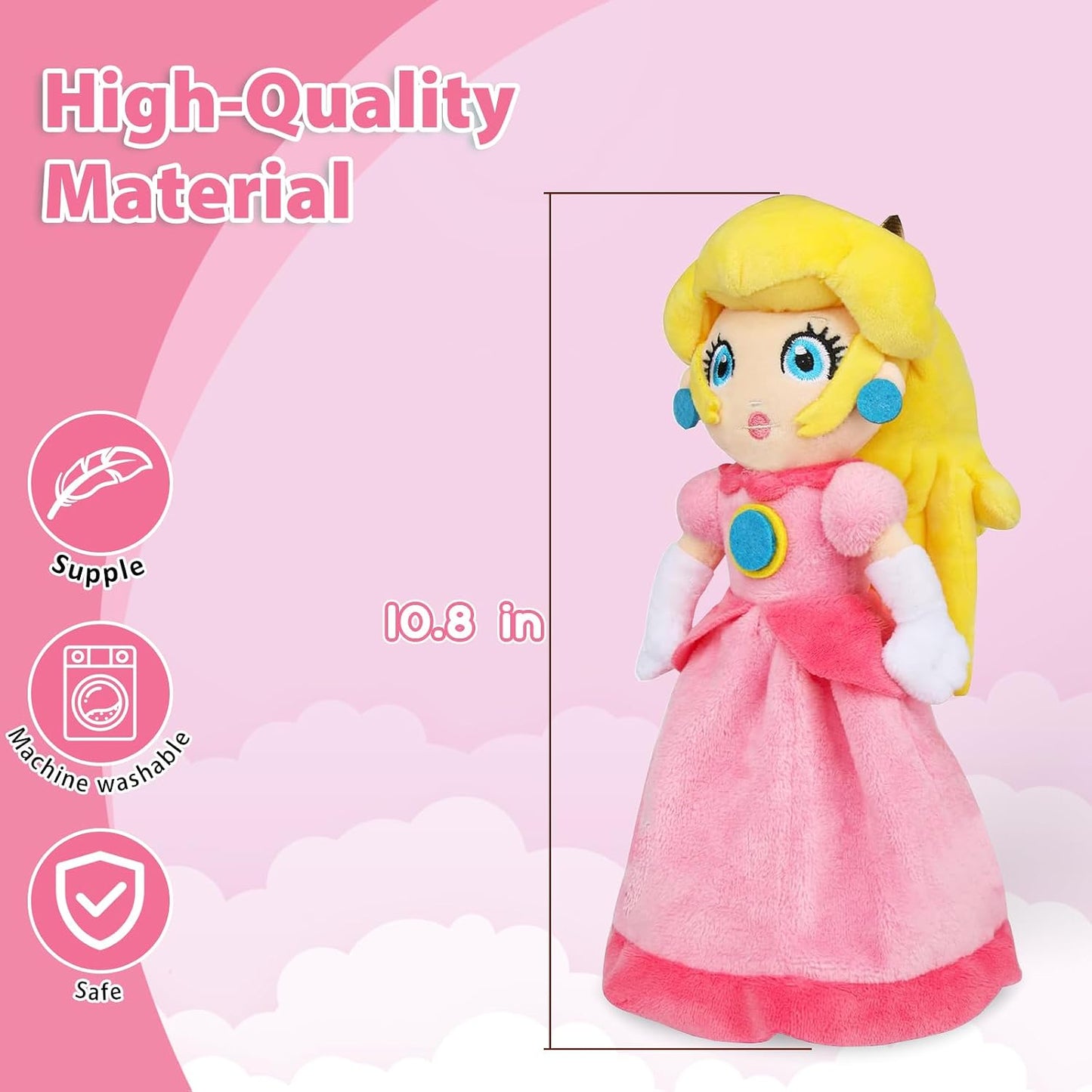 Princess Peach Plush Toy Princess Peach Doll Collection Mario Plush Stuffed Animals Toys 10 Inch (Pink Sweet Gift for Mario Fans