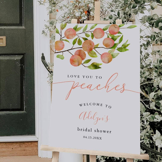 Love You To Peaches Bridal Shower Welcome Sign Bride To Be Poster Pink Peach Bridal Shower Decorations Welcome to Bridal Shower Sign Custom Welcome Sign Wedding Party