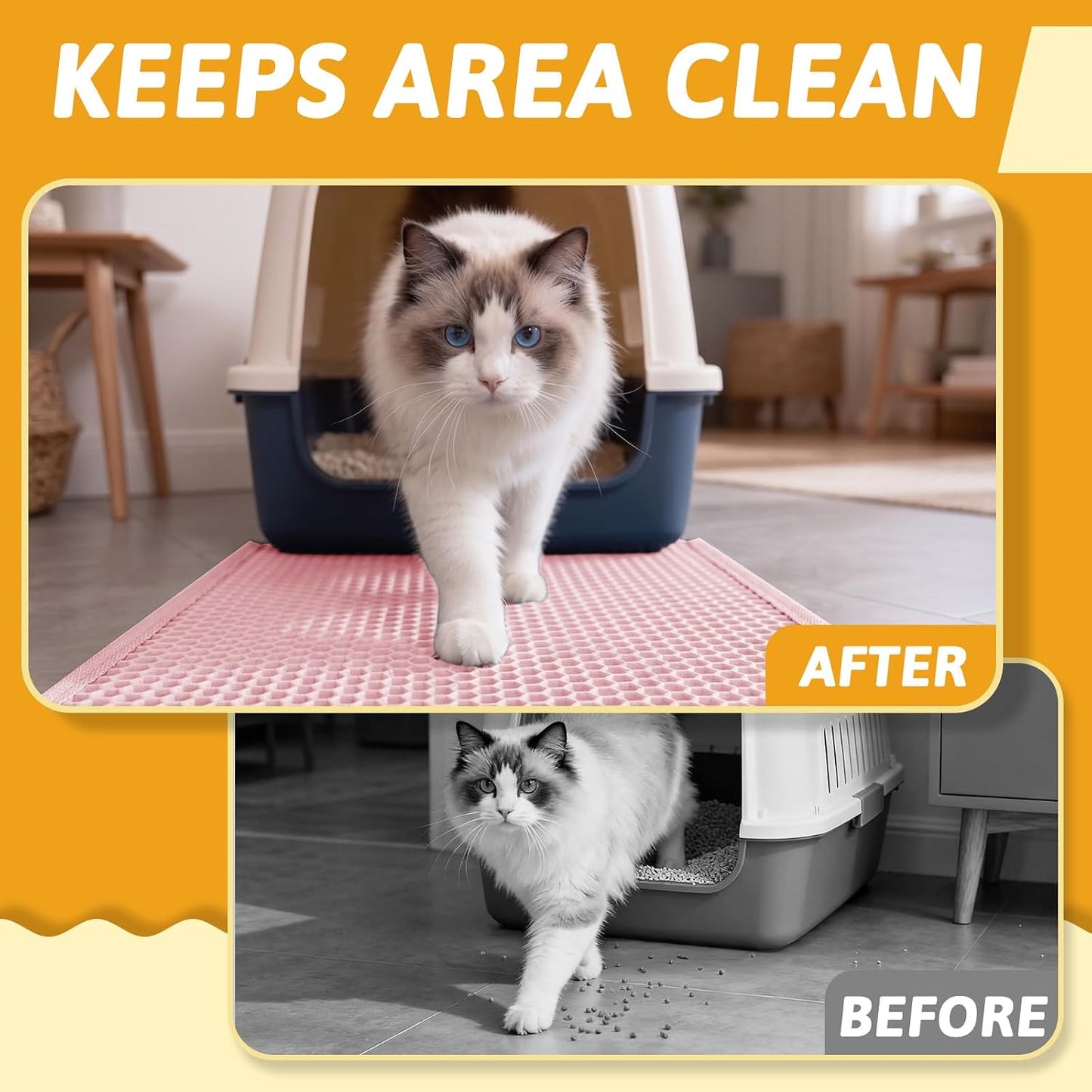Pieviev Cat Litter Mat Double Layer Waterproof Urine Proof Trapping Mat 1 Pack (Pink, 24x15 Inch (Pack of 1))