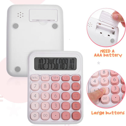 SEWACC Mechanical Switch Calculator Pink Desktop Calculator with Big Buttons 12 Digits Large LCD Display Aesthetic for Home Office School