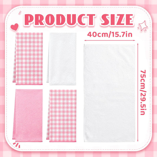 Mindsoft 4 Pcs Gingham Kitchen Towels Set Gingham Dish Towels 29.5 x 15.7 Inch Quick-Drying Hand Tea Towel for Farmhouse Restaurant Accessories Kitchen Decor(Pink and White)