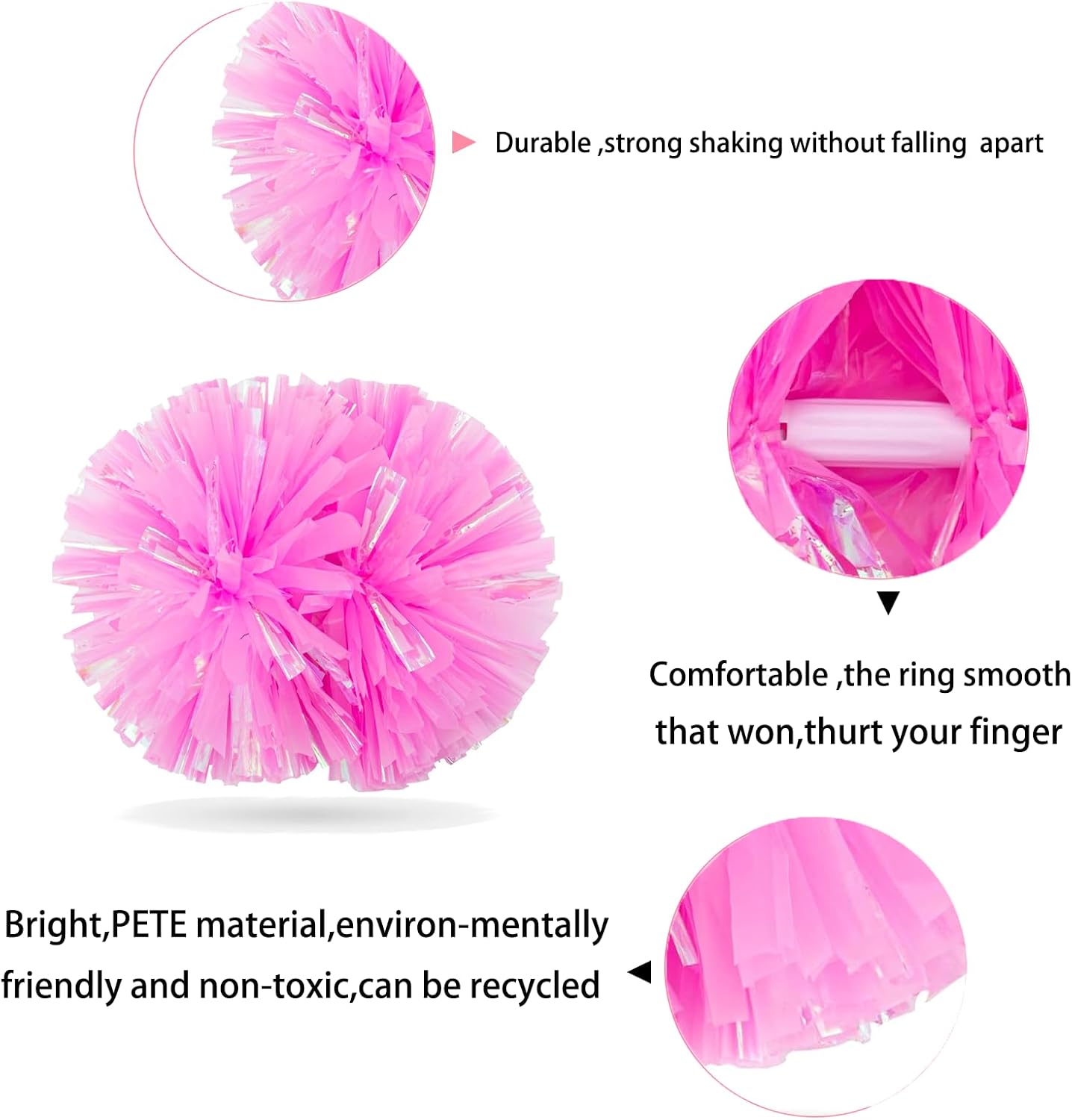 12inch Metallic Cheerleading Pom Poms, Cheerleader Pompoms Cheer Poms for Kids Adults, Cheering Squad Pompoms for School Sports Games Dance Party