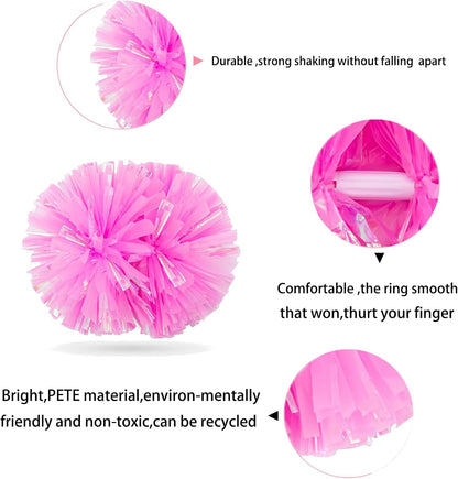 12inch Metallic Cheerleading Pom Poms, Cheerleader Pompoms Cheer Poms for Kids Adults, Cheering Squad Pompoms for School Sports Games Dance Party