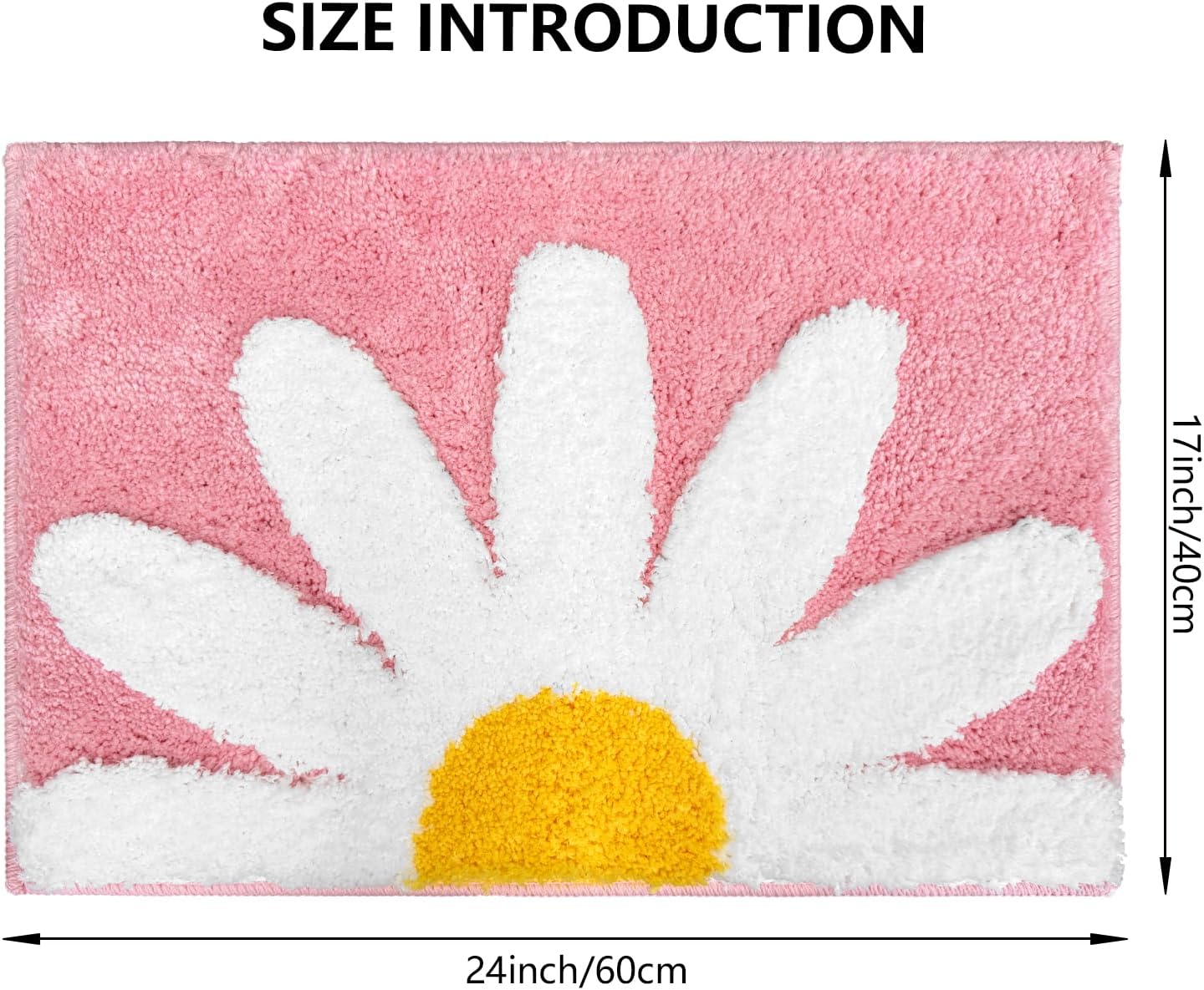 APROPHIC Pink Bathroom Rug, Daisy Bath Mat White and Yellow Floral Non-Slip Super Absorbent Carpet, Spring Bath Decor Microfiber Soft Plush Machine Washable Bathtub Mats for Shower Tub, Sink,17X24 in