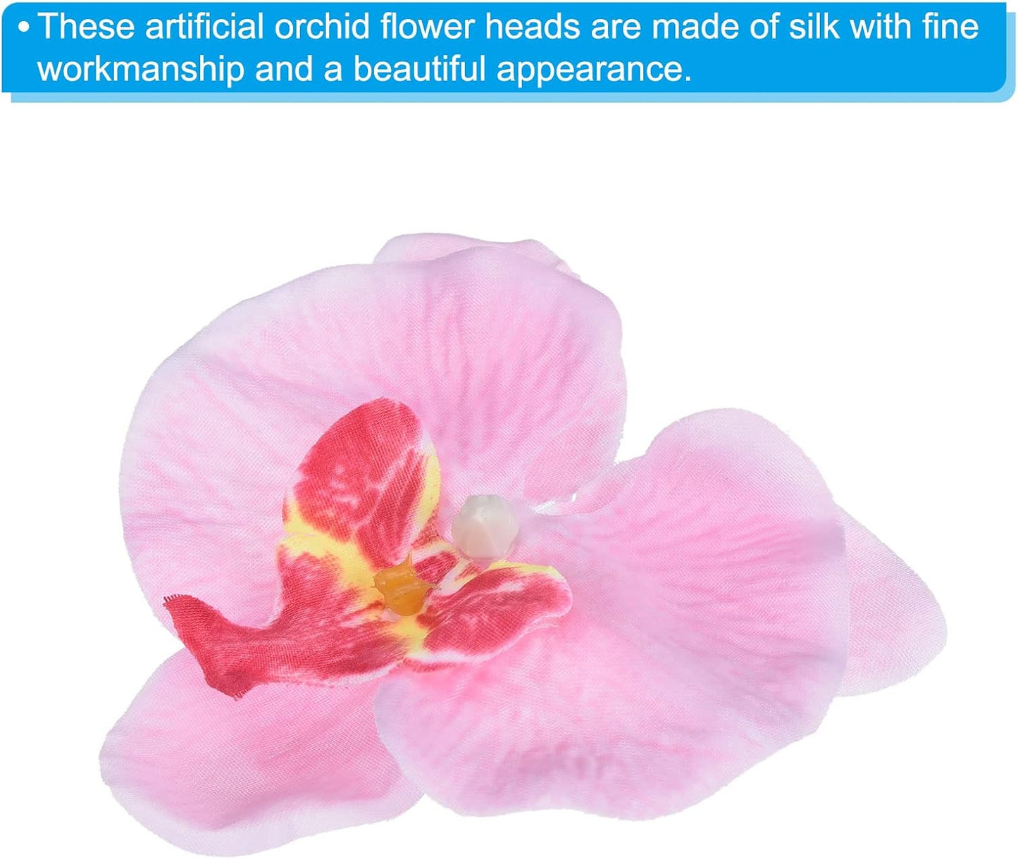 PATIKIL 3.5" Artificial Orchid Flower Heads, 20 Pack Silk Phalaenopsis Fake Butterfly Orchid Heads for Wedding Floral Bouquet Decor DIY Craft Making, Pink