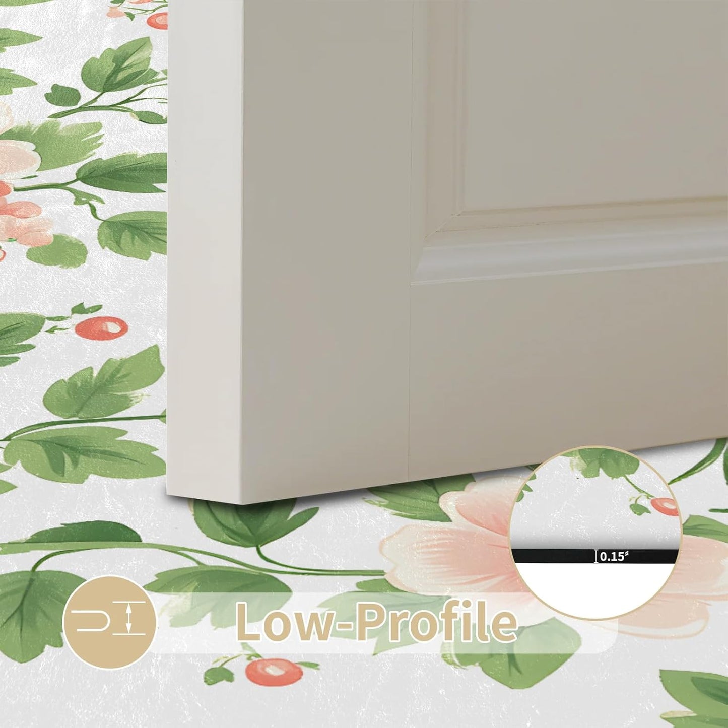 Peach Blossom Vines Oval 16x24 Inches Absorbent Bath Mat, Non Slip Soft Plush Bath Rug with TPR Backing for Home Kitchen Bathroom