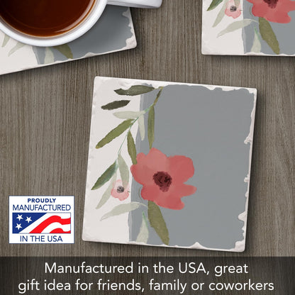 Thirstystone Pink Flower Single Tumbled Tile Coaster Manufactured in the USA 4" Square Create Your Own Set