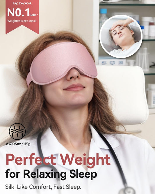 Weighted Blackout Sleep Mask for Women, 3D Contoured Zero Eye Pressure, Lash-Friendly Deep Eye Cups, Adjustable Slide Buckle Strap, Night Shift Nurse Essentials for Day Sleep & College Dorm Naps(Pink)