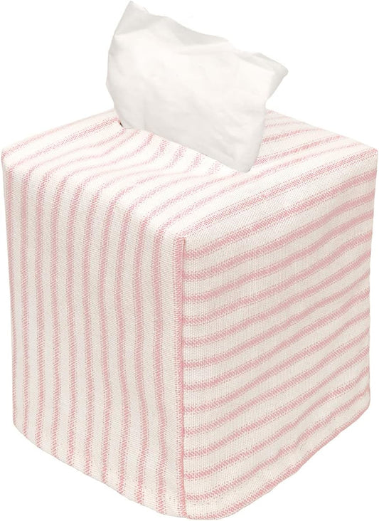 Tissue Box Cover Tissue Holder Tissue Dispenser Square Cube, Soft Fabric Cover Slips Over Cardboard Facial Tissue Boxes - Pink Room Decor, Nursery Decor, Bathroom, Bedroom, Lined Fabric Folds Flat
