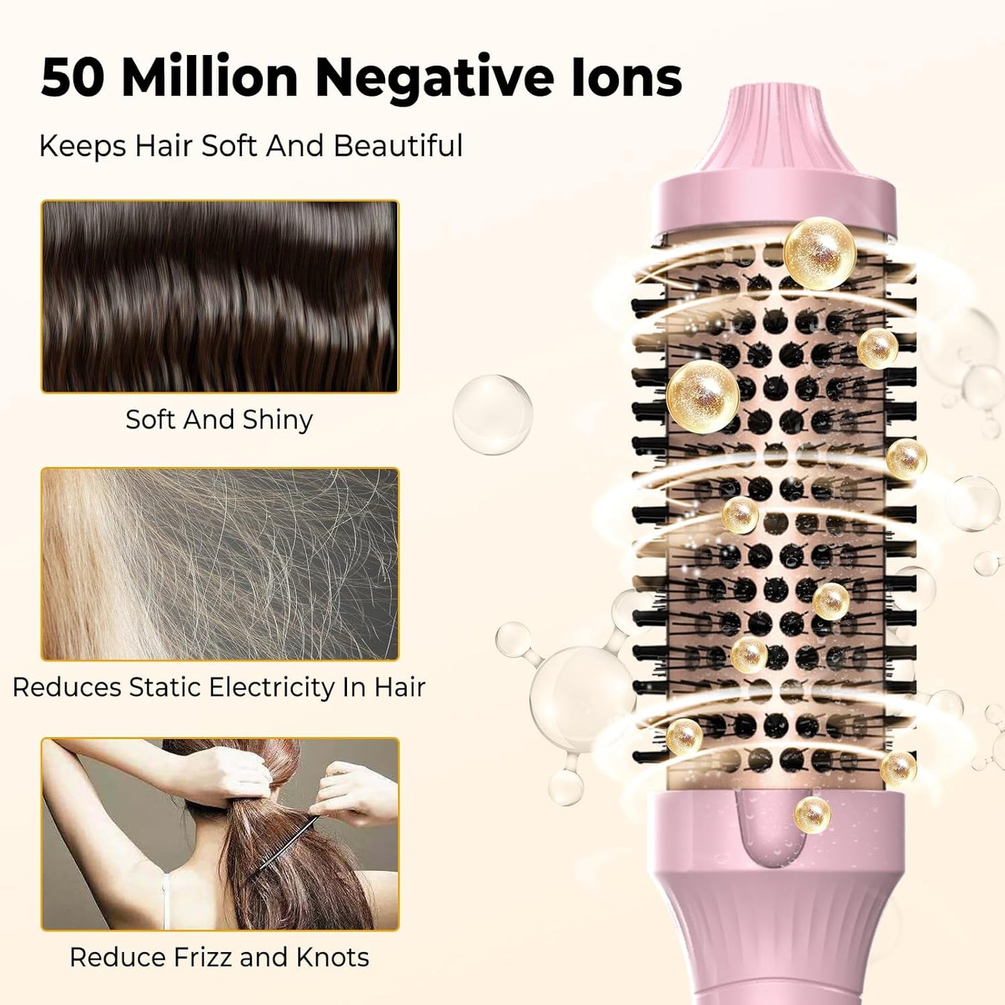 1.5 in Thermal Brush, Curling Iron Heated Round Curling Volumizing, The Ceramic Barrel Heats up 30S, LCD Display 10 Temperatures frizz-Free Curls The Ionic