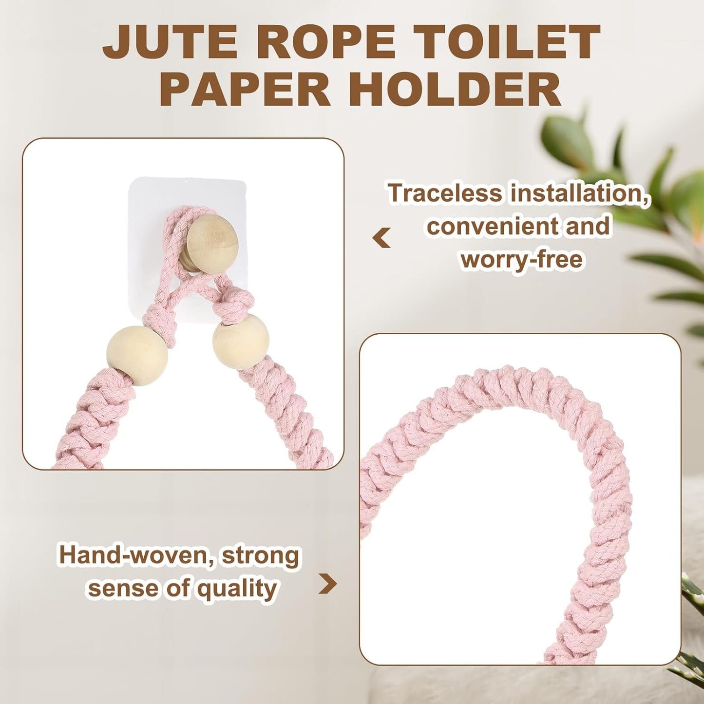 uxcell Toilet Paper Holder, Toilet Tissue Holder Wall Mounted Towel Rings for Home Bathroom Decoration Pink