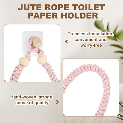 uxcell Toilet Paper Holder, Toilet Tissue Holder Wall Mounted Towel Rings for Home Bathroom Decoration Pink
