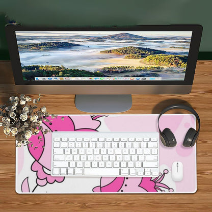 Unique Flower Light Pink Full Desk Mouse Pad 35.4 x 15.7 Inches Mouse and Keyboard Pad Hard Office Supplies Kit Cute Office Desk Decor Cubicle Accessories Pads on Top of Desks XL Computer Matt for