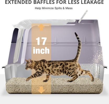 Stainless Steel Cat Litter Box, Cat Litter Box, Easy to Clean Metal Cat Box - Pink