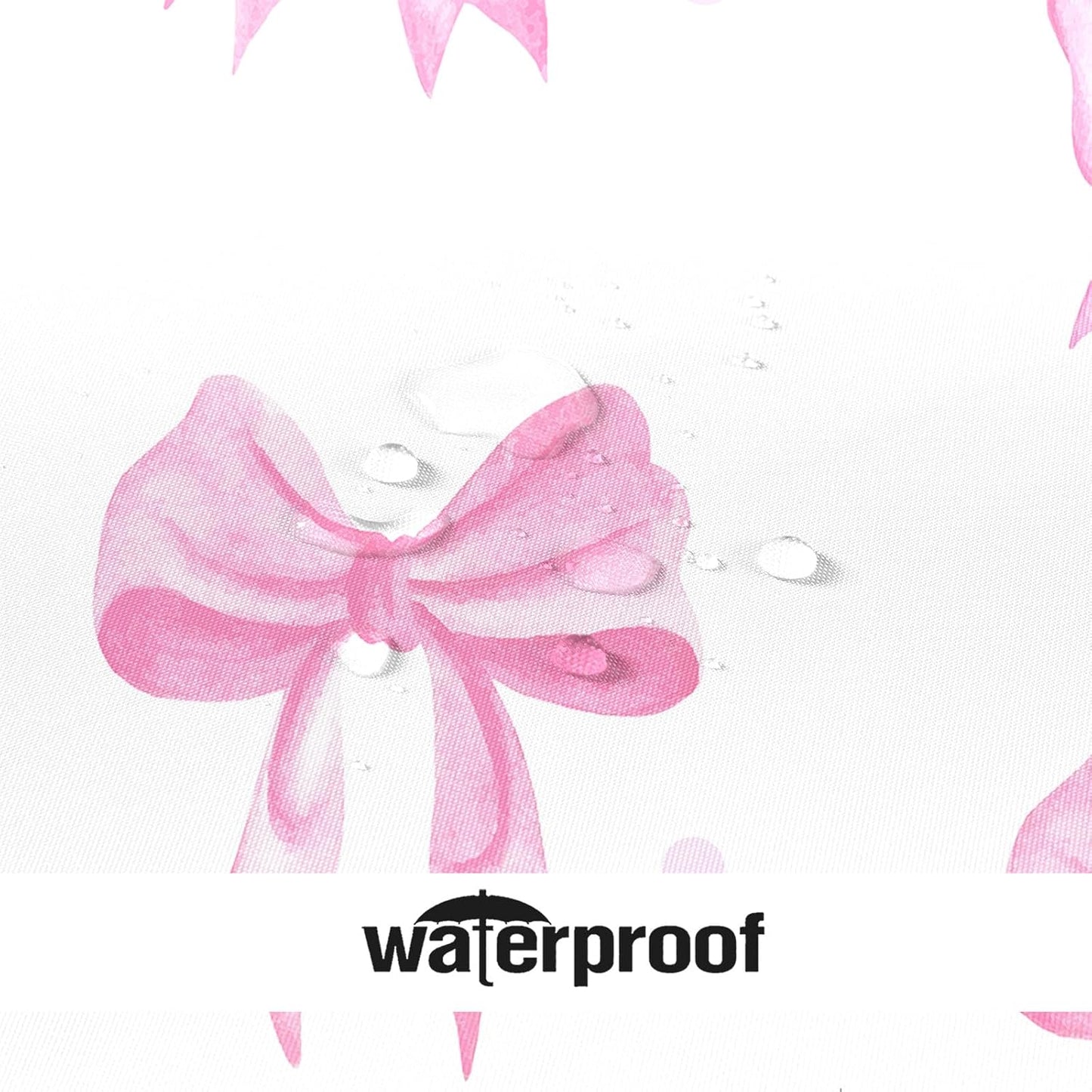 Pink Shower Curtain, Cute Bow Kids Girls Girly Fabric Bathroom Curtains Set with Hooks, Waterproof Home Decoration, 72x72 Inch