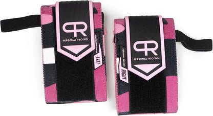 PR Personal Record Heavy Duty Premium Wrist Wraps, More Elasticity, Reinforced Stitching, Extra Wide Strap, Strong Thumb Loop, Larry Wheels Weightlifting Wraps