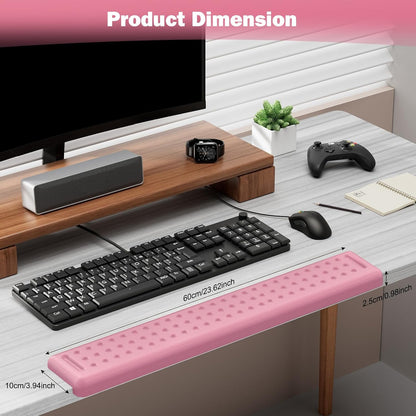 Leolee L-Shaped Desk Long Wrist Rest Elbow 60CM, Light Pink Memory Foam Arm Rest for Desk with Non-Slip Base, Ergonomic Desk Edge Cushion, Wrist Support for Computer Keyboard, Typing, Office, Home