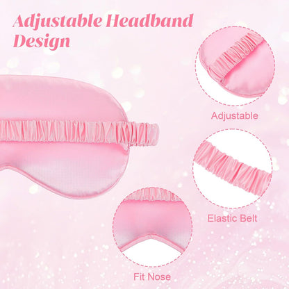 4 Pack Sleep Mask Silk Eye Mask Block Light Eye Sleep Shade Cover Blindfold Reduces Puffy Eyes Traveling Gifts for Night Sleeping Office Travel Party Games Suitable for Men Women (Pink)