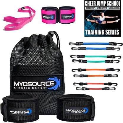 All-Star Cheer Kit – Improve Cheerleader Fitness and Performance, Flexibility Stunt Strap, Tumbling Ankle Straps, Cheerleading Workout DVD (Ages 13 & Over, Pink)