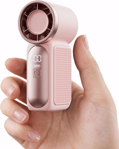 Gaiatop Portable Handheld Mini Fan, 6 Speeds 16900 RPM High Velocity Personal Fan with LED Display, USB Rechargeable, Mini Fan with Lanyard for Makeup, Travel, Outdoor Fan for Women Girl Gift, Pink