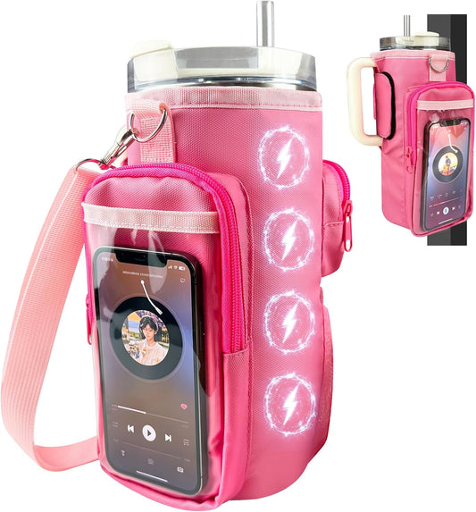 Magnetic Gym Bag, Magnetic Water Bottle Holder for Stanley, Gym accessories, Gym Gifts for Women and Men (PNK, 40 OZ)