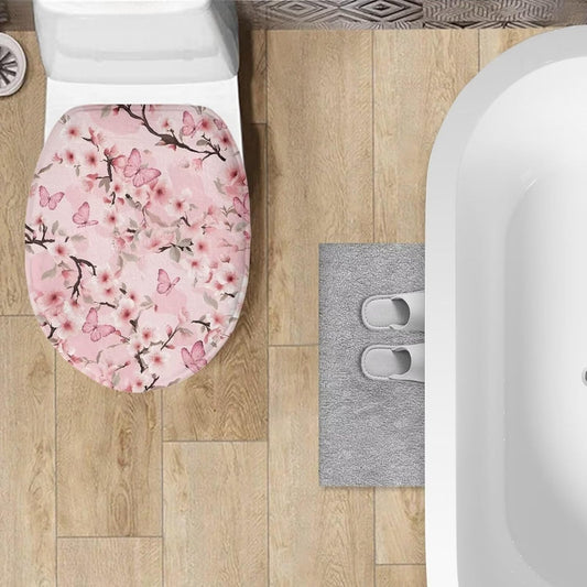 Flashideas Pink Cherry Blossom Toilet Lid Cover Bathroom Decoration Accessories Bathroom Toilet Lid Soft Plush Seat Covers Seat Covers Fits Most Lids for Accessories Decor