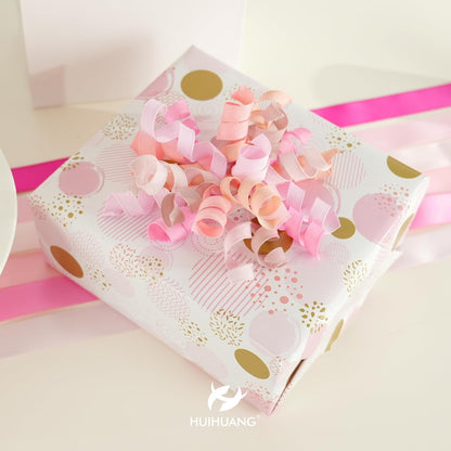 HUIHUANG Dusty Pink & Rose Bows for Gift Wrapping, Self-Adhesive Curly Ribbons for Presents, Wine Bottles, Treat Bags, Birthday & Wedding Favors - 6 Counts