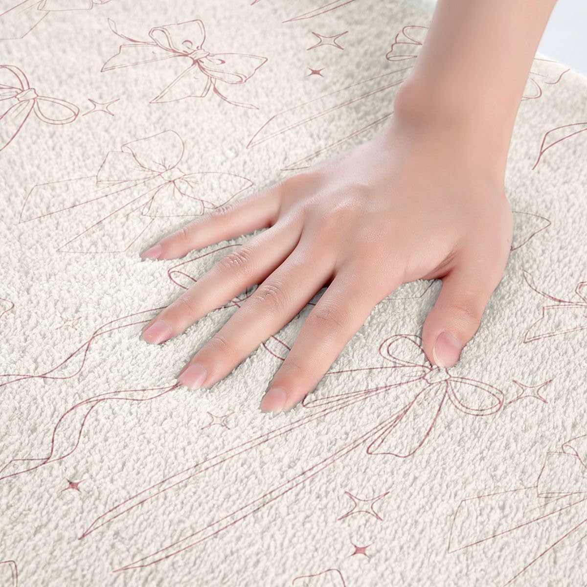 Feelyou Bow Bathroom Rugs Bowknot Bath Mats Microfiber Light Pink White Bow Bathroom Accessories Light Pink White Floor Doormats Non-Slip 20"x32" Kawaii Soft