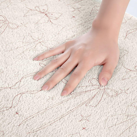 Feelyou Bow Bathroom Rugs Bowknot Bath Mats Microfiber Light Pink White Bow Bathroom Accessories Light Pink White Floor Doormats Non-Slip 20"x32" Kawaii Soft