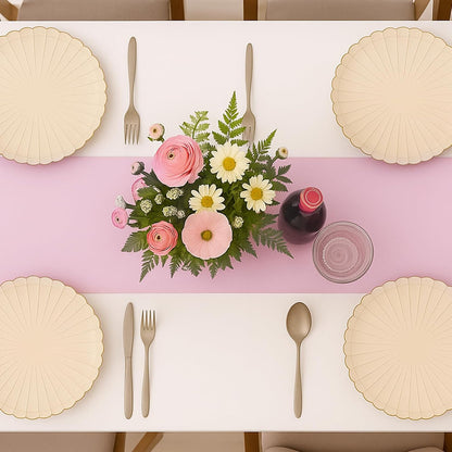 Q&J Fabric Co 2 Packs Satin Table Runners, 12x108 Inches Long, Silk-Like Smooth Pink Satin Table Decor for Festive Christmas Thanksgiving Wedding Birthday Party Banquets Decorations