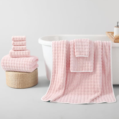 REDKISS Soft Bath Towel Sets 8-Piece, Microfiber Quick Dry & Absorbent, 35x70 in Large Bath Sheet 14x30 in Hand Towel, 12x12 in Washcloth, Pink Bathroom Towel Set