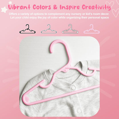 HOUSE DAY Premium Baby Hangers 20 Pack, 11 Inch Kids Plastic Hanger Pink, Slim Childrens Hangers for Infant, Toddler, and Child Clothes, Durable Baby Clothes Hanger for Closet